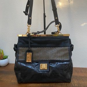 Badgley Mischka Studded Cowhair Leather Purse